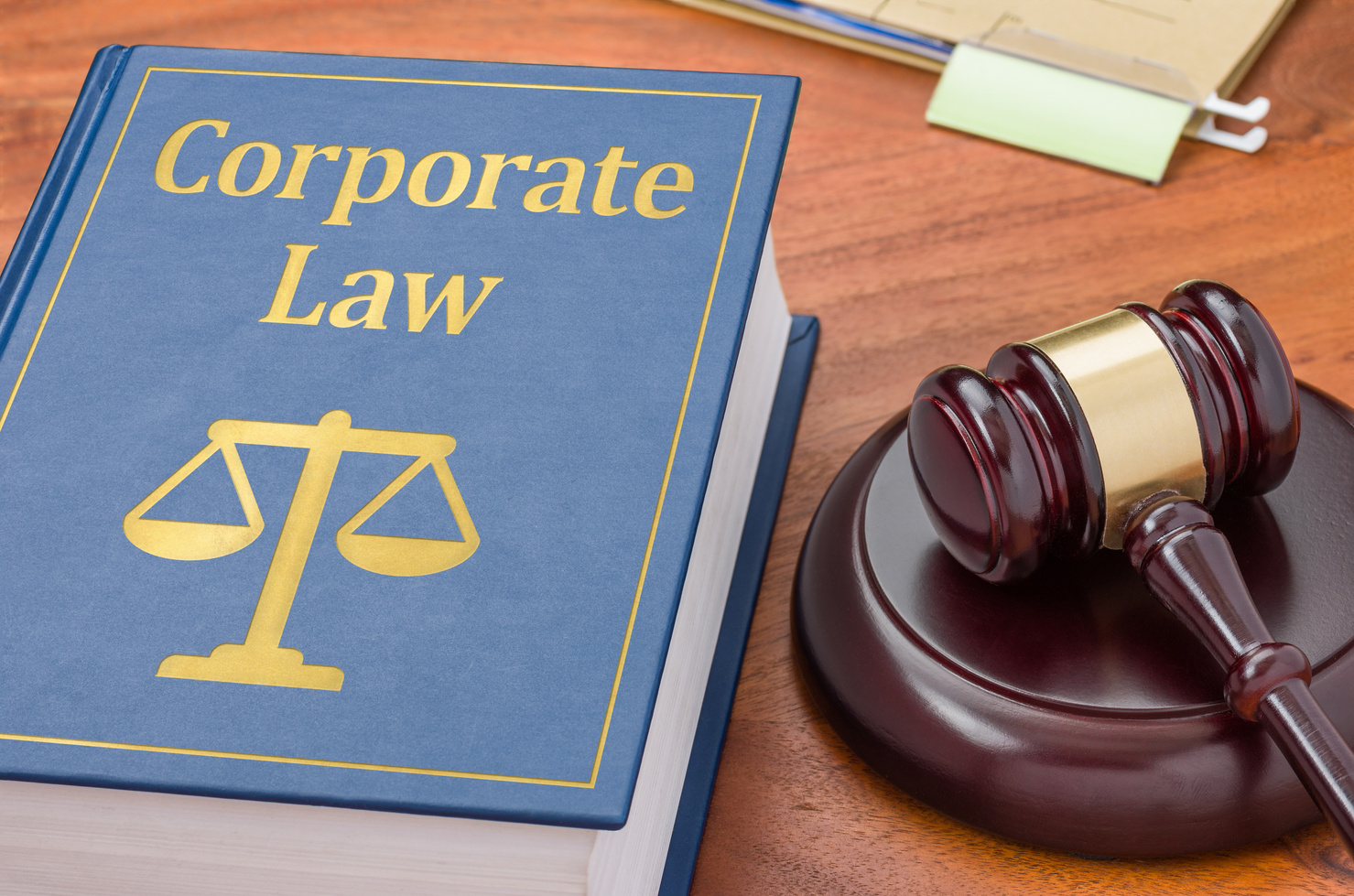 Law book with a gavel - Corporate law